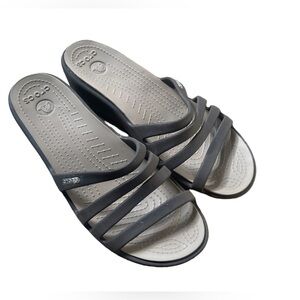 Crocs Rhonda Brown Wedge Open Toe Sandal